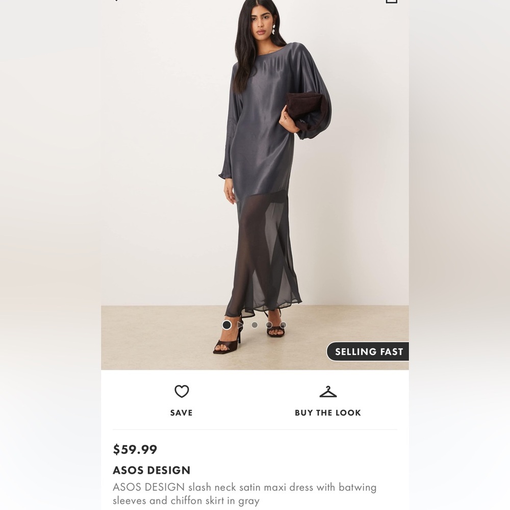 ASOS Gray Satin Maxi Dress